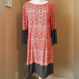 Reborn Red and Black Long Sleeve Paisley Dress